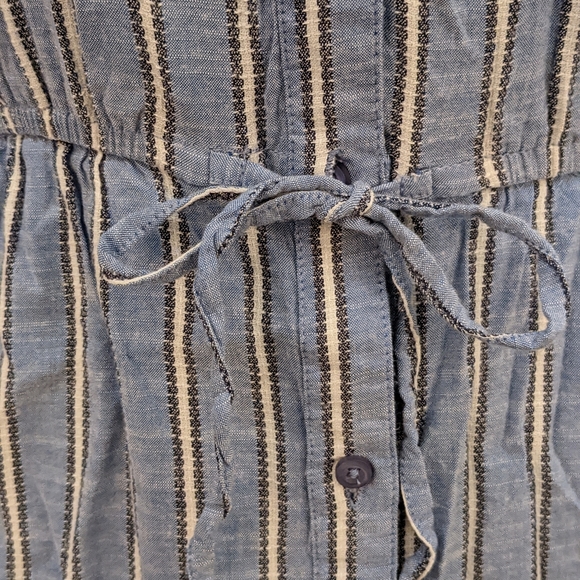 Japna Blue Cotton Striped Shirt Dress Lg - Picture 3 of 6